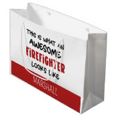 Gepersonaliseerde Geweldige brandweerman Grappige  Groot Cadeauzakje (Voorkant Gekanteld)