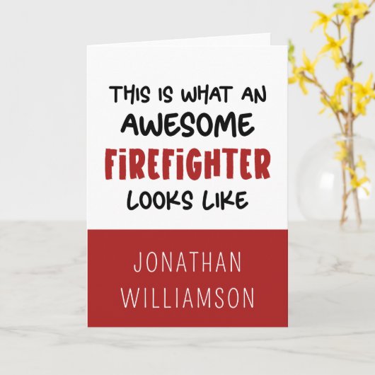 Gepersonaliseerde Geweldige brandweerman Grappige  Kaart (Gele Bloem)