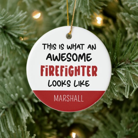 Gepersonaliseerde Geweldige brandweerman Grappige  Keramisch Ornament (Boom)
