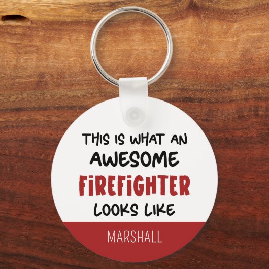 Gepersonaliseerde Geweldige brandweerman Grappige  Sleutelhanger (Voorkant)