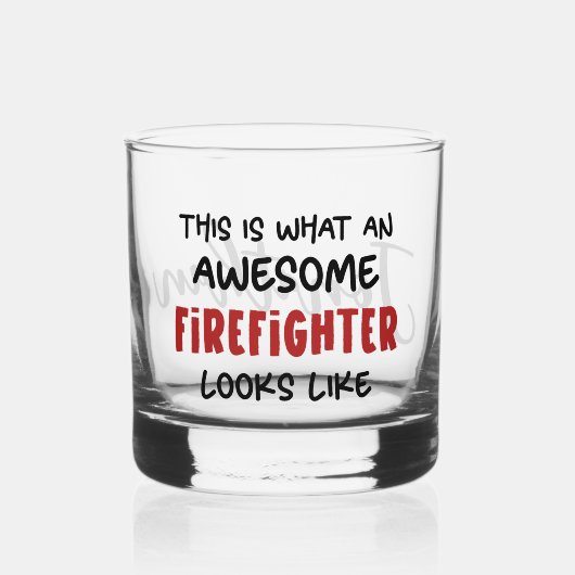 Gepersonaliseerde Geweldige brandweerman Grappige  Whisky Glas (Voorkant)