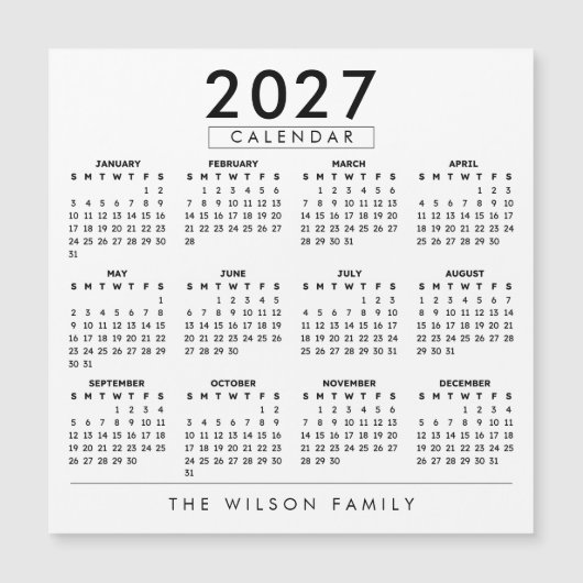 Gepersonaliseerde gezamelijke muurkalender 2027 (Voorkant)