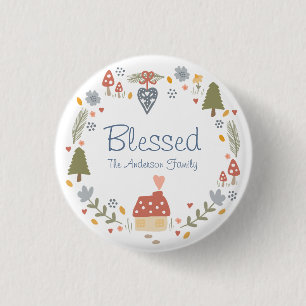 Gepersonaliseerde Gezegend Gezellig Country Cottag Ronde Button 3,2 Cm