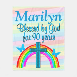 GEPERSONALISEERDE GEZEGENDE 90E VERJAARDAG FLEECE  DEKEN