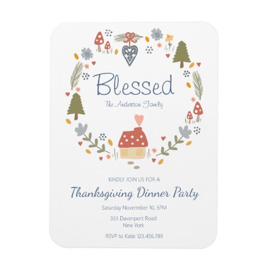 Gepersonaliseerde Gezegende Dankbare Dinner Party Magneet (Verticaal)