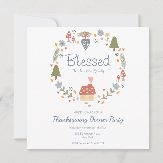 Gepersonaliseerde Gezegende Dankbare Dinner Party Save The Date (Voorkant)