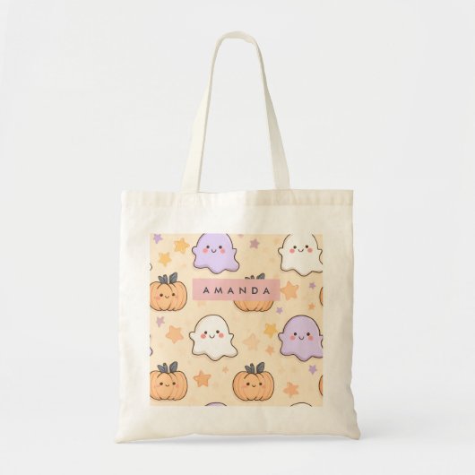 Gepersonaliseerde Gezellige Herfst Halloween Ghost Tote Bag (Voorkant)