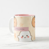 Gepersonaliseerde Gezellige Herfst Halloween Ghost Tweekleurige Koffiemok (Voorkant links)