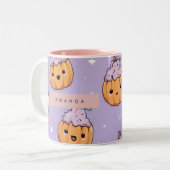 Gepersonaliseerde Gezellige Herfst Halloween Pompo Tweekleurige Koffiemok (Voorkant links)