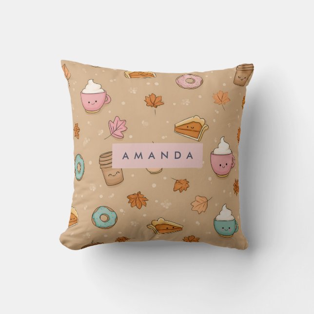 Gepersonaliseerde Gezellige Herfst Herfst Pompoen  Kussen (Voorkant)