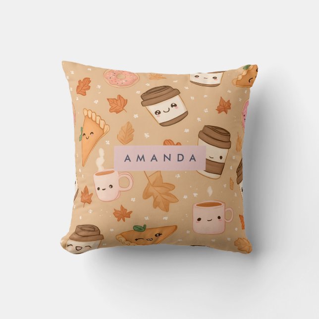 Gepersonaliseerde Gezellige Herfst Herfst Pompoen  Kussen (Voorkant)