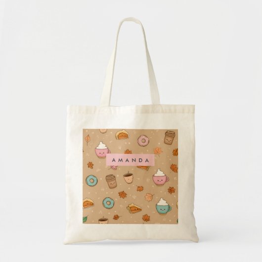 Gepersonaliseerde Gezellige Herfst Herfst Pompoen  Tote Bag (Voorkant)