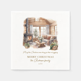 Gepersonaliseerde Gezellige Kerstmis Home vakantie Servet