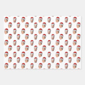 Gepersonaliseerde Gezicht 2 Foto Santa Hat Kerstca Inpakpapier Vel (Voorkant 3)