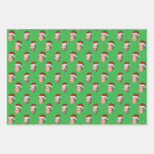 Gepersonaliseerde Gezicht 2 Foto Santa Hat Kerstca Inpakpapier Vel (Voorkant 2)