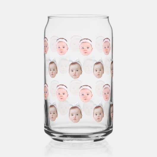 Gepersonaliseerde Gezicht 2 Foto's, Aangepast Gezi Blikvorm Glas (Voorkant)