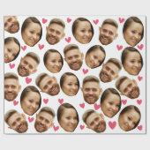 Gepersonaliseerde gezicht aangepaste foto met hart cadeaupapier (Vlak)