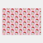 Gepersonaliseerde Gezicht Kerstman Hoed Kerstmis Inpakpapier Vel (Voorkant)