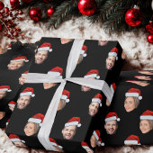Gepersonaliseerde Gezicht Santa Hat 2 Foto's Cadeaupapier