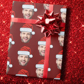 Gepersonaliseerde Gezicht Santa Hat Gift Wrap Grap Cadeaupapier