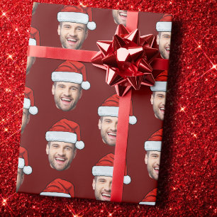 Gepersonaliseerde Gezicht Santa Hat Gift Wrap Grap Cadeaupapier