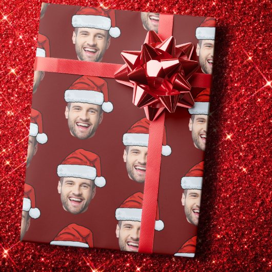 Gepersonaliseerde Gezicht Santa Hat Gift Wrap Grap Cadeaupapier