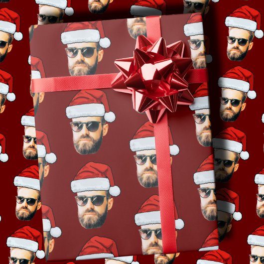 Gepersonaliseerde Gezicht Santa Hat Gift Wrap Grap Cadeaupapier