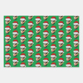 Gepersonaliseerde Gezicht Santa Hat Gift Wrap Grap Inpakpapier Vel (Voorkant)