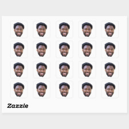 Gepersonaliseerde gezicht Stickers, foto verjaarda Vierkante Sticker