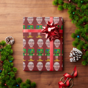 Gepersonaliseerde gezichtsfoto Elf Custom Face Chr Cadeaupapier