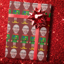 Gepersonaliseerde gezichtsfoto Elf Custom Face Chr Cadeaupapier
