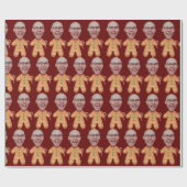 Gepersonaliseerde Gezichtsfoto Gingerbread Mannen Cadeaupapier (Vlak)