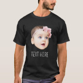 Gepersonaliseerde Gezichtsfoto Grappig Donker T-shirt (Voorkant)