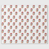 Gepersonaliseerde Gezichtsfoto Kerstman Hoed Kerst Cadeaupapier (Vlak)