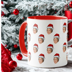 Gepersonaliseerde Gezichtsfoto Kerstman Hoed Kerst Mok