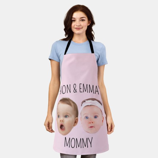 Gepersonaliseerde Gezichtsfoto Kinder, Moederdag G Schort (Gedragen)