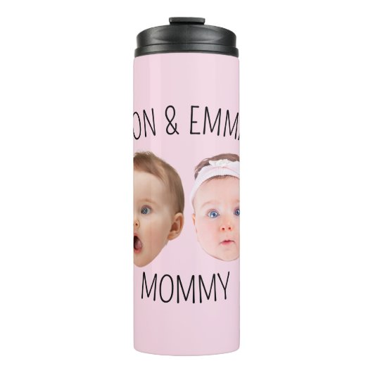 Gepersonaliseerde Gezichtsfoto Kinder, Moederdag G Thermosbeker (Voorkant)
