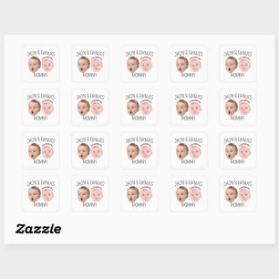 Gepersonaliseerde Gezichtsfoto Kinder, Moederdag G Vierkante Sticker
