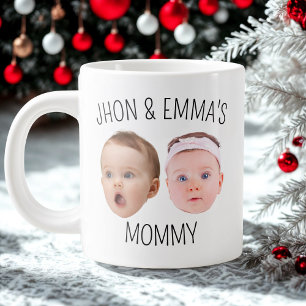 Gepersonaliseerde Gezichtsfoto Mok, Moederdag Gift Grote Koffiekop