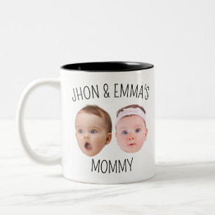 Gepersonaliseerde Gezichtsfoto Mok, Moederdag Gift Tweekleurige Koffiemok