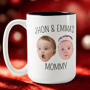 Gepersonaliseerde Gezichtsfoto Mok, Moederdag Gift Tweekleurige Koffiemok