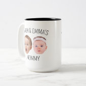 Gepersonaliseerde Gezichtsfoto Mok, Moederdag Gift Tweekleurige Koffiemok (Voorkant links)