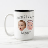Gepersonaliseerde Gezichtsfoto Mok, Moederdag Gift Tweekleurige Koffiemok (Links)