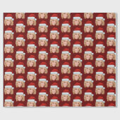 Gepersonaliseerde Gezichtsfoto Santa Hat Grappige Cadeaupapier (Vlak)