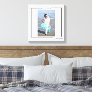 Gepersonaliseerde gezinsfoto en tekst typografie canvas afdruk