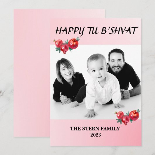 Gepersonaliseerde gezinsfoto Gelukkig Tu B'shvat Feestdagenkaart (Voorkant / Achterkant)