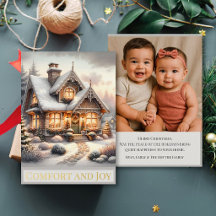 Gepersonaliseerde gezinsfoto knus Kerst Cottage