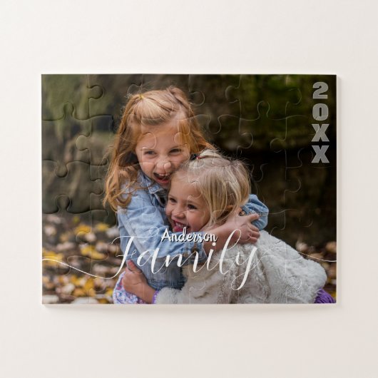 Gepersonaliseerde gezinsfotocollage legpuzzel (Horizontaal)