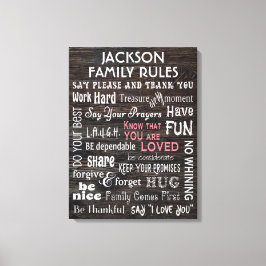 Gepersonaliseerde "gezinsregels" canvas afdruk