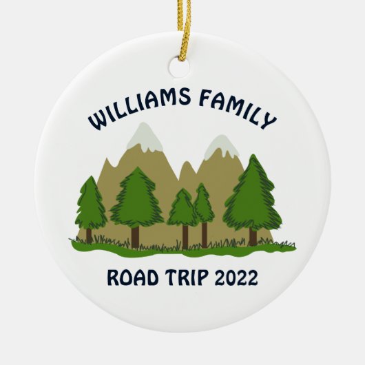 Gepersonaliseerde gezinsroadtrip keramisch ornament (Voorkant)